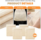 4Pcs Large Cotton Mesh Laundry Bags - Image 3