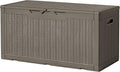 Devoko 97 Gallon Deck Box, Waterproof Resin Outdoor Storage Box for Outside and Patio, Large Outdoor Storage Bench Cabinet Lockable for Patio Furniture, Garden Tools and Pool Supplies (Brown) by DEVOKO