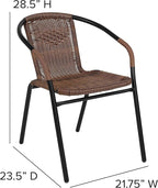 Flash Furniture Lila Medium Brown Rattan Indoor-Outdoor Restaurant Stack Chair - Image 3