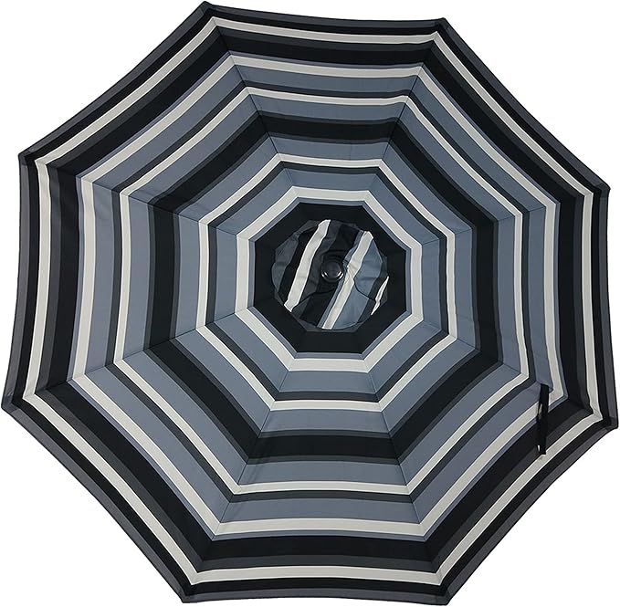 Sunnydaze Outdoor Patio Umbrella - Polyester Table Market Umbrella with Push-Button Tilt and Crank - 8 Sturdy Ribs - Catalina Beach Stripe - 9ft - Image 8