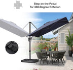 PURPLE LEAF 8'×8' Patio Cantilever Umbrella with Base Included Offset Outdoor Umbrella with cover Square umbrella outdoor patios for Backyard Pool Garden Navy Blue - Image 5
