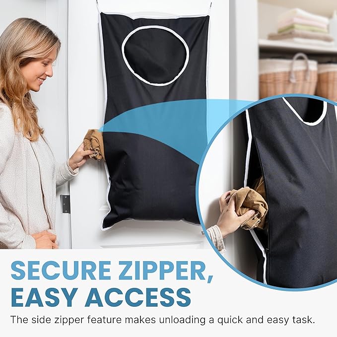 Hanging Laundry Hamper Bag XL 40x22", Space Saving over the Door Storage Bags - Image 3