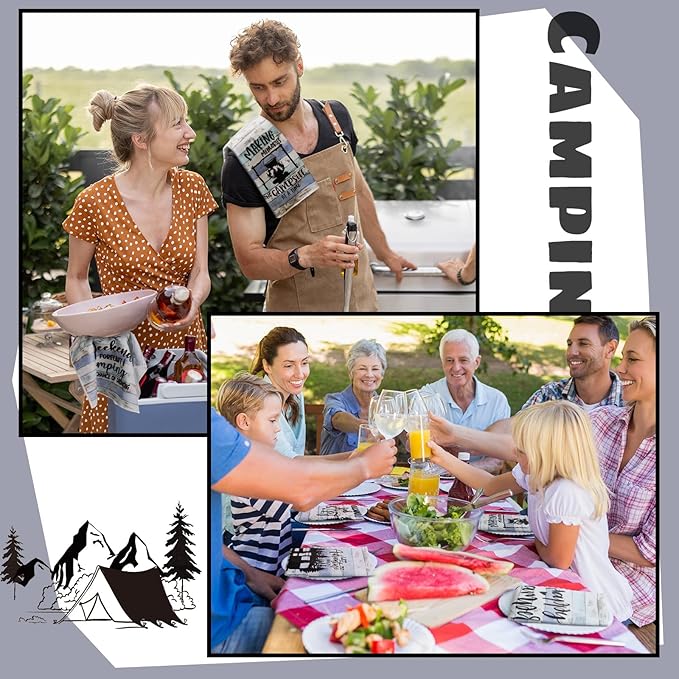 Boyiee Set of 6 Camping Kitchen Towels Happy Camper Tea Towels Absorbent - Image 3