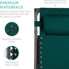 Best Choice Products Folding Zero Gravity Outdoor Recliner Patio Lounge Chair w/Adjustable Canopy Shade, Headrest, Side Accessory Tray, Textilene Mesh - Forest Green - Image 6
