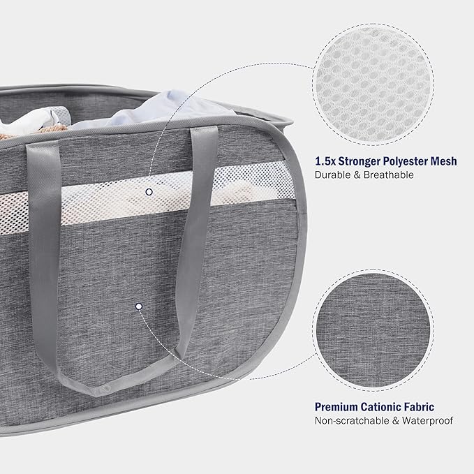 Collapsible Laundry Baskets, Foldable Tear Proof Pop Up Hamper - Image 5