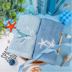 3Pcs Nautical Hand Towels Cotton Embroidered Bathroom Towels Anchor Starfish - Image 4