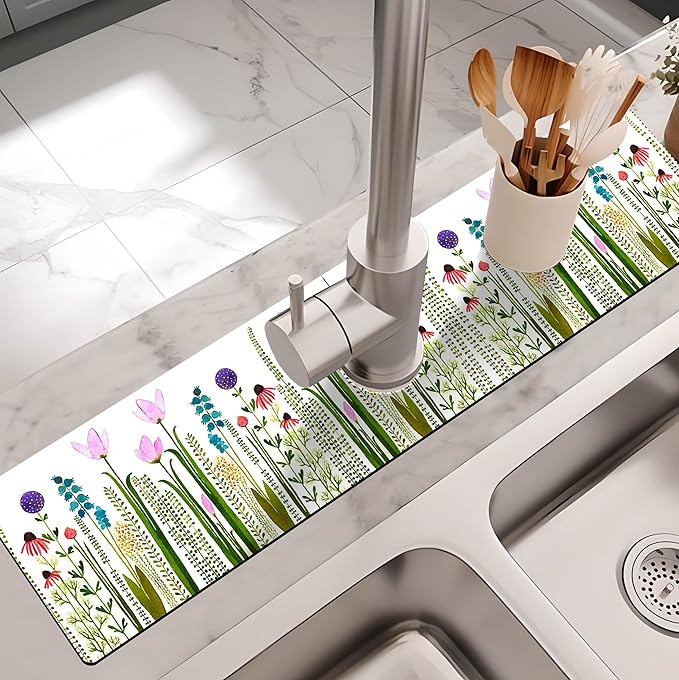 Kitchen Sink Splash Guard Faucet Mat -1 PC Super Absorbent Fast Drying Mat Sink - Image 2