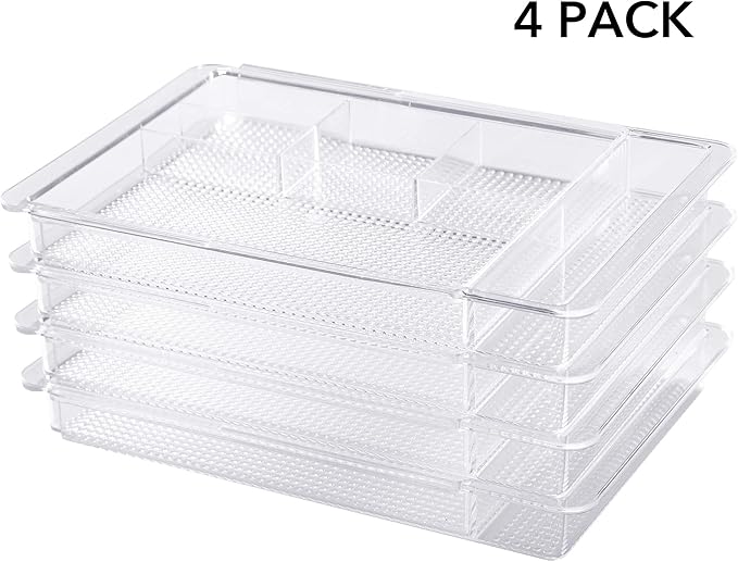 Oubonun Expandable Drawer Organizer 11.1” to 19.2” Width, Shallow Cosmetic - Image 7