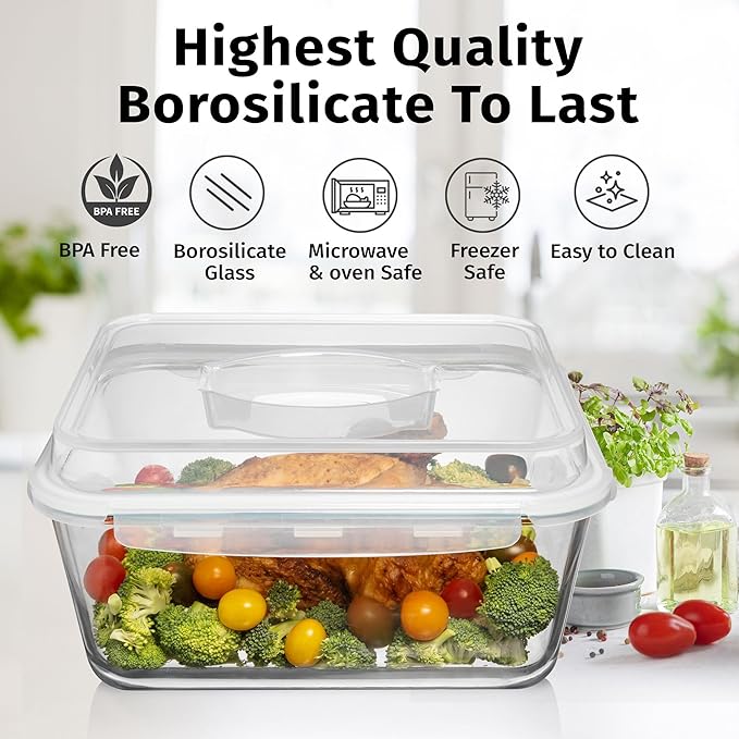 6500 ML / 220 oz / 28 Cup LARGE Glass Food Storage Container - Image 5