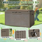 Greesum 100 Gallon Resin Deck Box Large Outdoor Storage with Cushions for Patio Furniture, Garden Tools, Pool Supplies, Weatherproof and UV Resistant, Lockable, Light Coffee - Image 4
