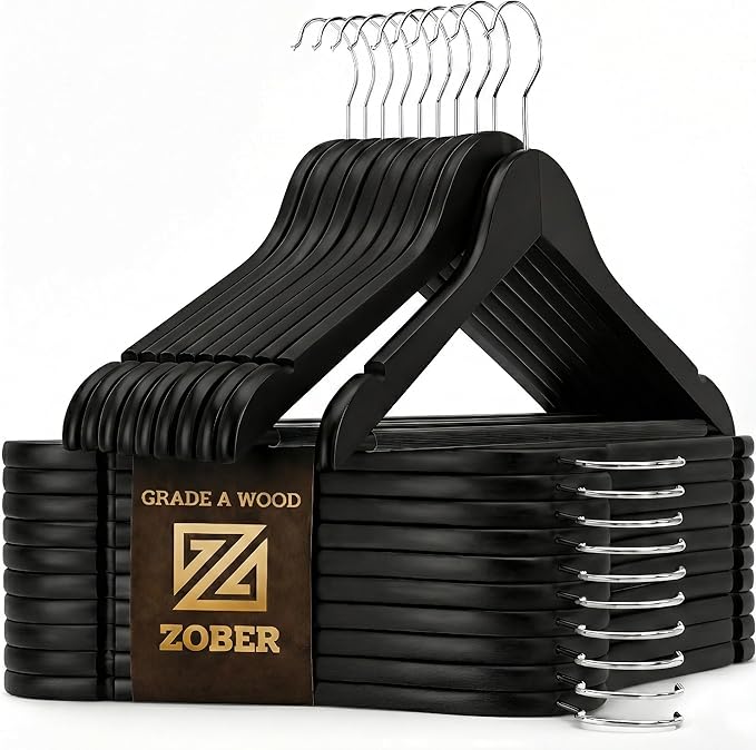ZOBER Black Wooden Hangers by ZOBER
