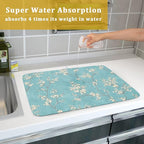 Teal Turquoise Dish Drying Mat for Kitchen Counter Spring Floral Drying Mat 18 - Image 5