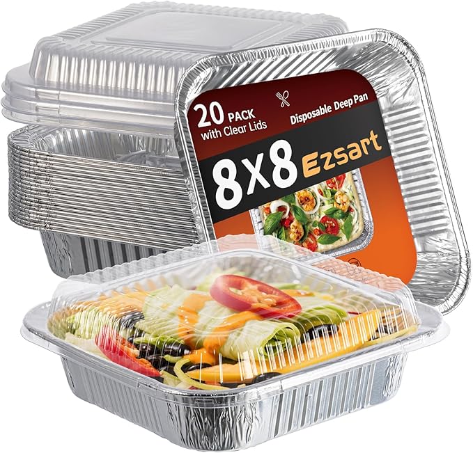 8x8 Aluminum Pans with Clear Lids by Unknown