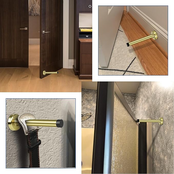 Door Stop Gold, 5 Inch Long Door Stopper, Stainless Steel, Sound Dampening - Image 7
