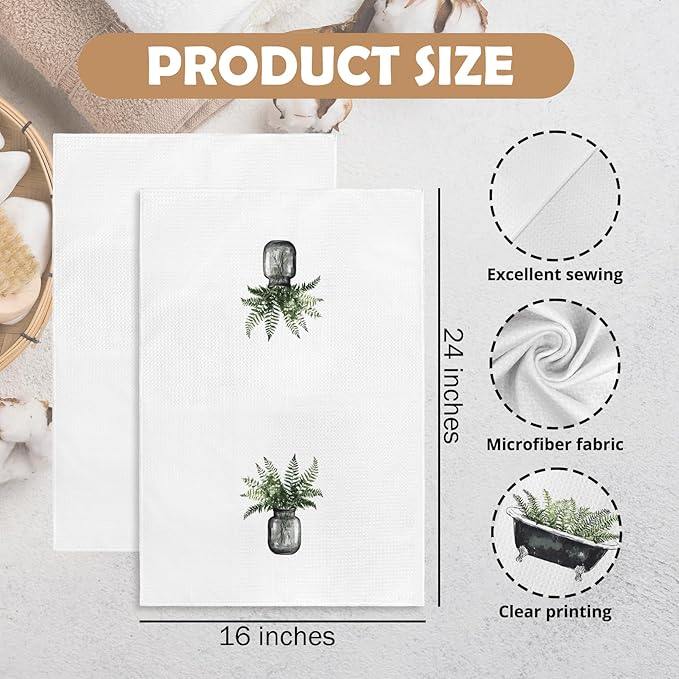 Sage Green Eucalyptus Kitchen Towels Set of 2, Sage Green Bathroom Decor - Image 7