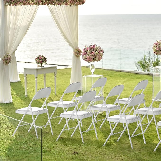 VINGLI 20 Pack Folding Chairs with Padded Seats, Metal Frame with Pu Leather Seat & Back, Capacity 350 lbs, White - Image 7