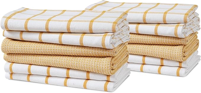 LANE LINEN Kitchen Towels Set of 12-100% Cotton, Quick-Drying 18” x 28” by LaneLinen