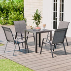Betterhood Patio Chairs Set of 4, Stackable Outdoor Dining Chairs Set with Breathable Seat Fabric, All-Weather Powder-Coated Metal Frame for Deck, Pool Side and Backyard, 350LBS Capacity (Grey) - Image 2