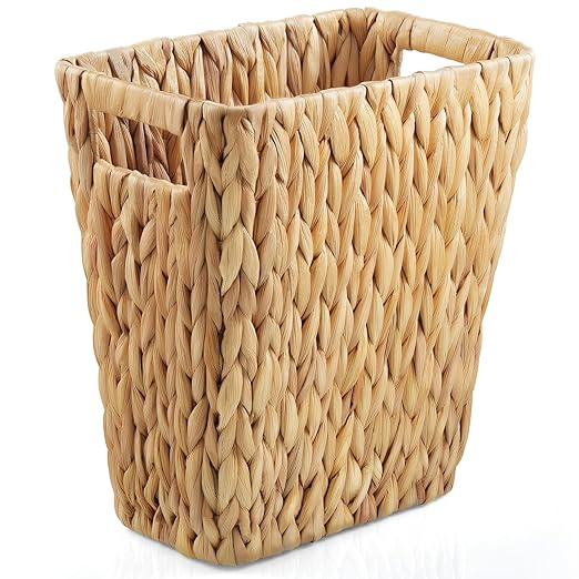 3 Gallon Wicker Trash Can, Woven Water Hyacinth Wicker Waste Basket by Unknown