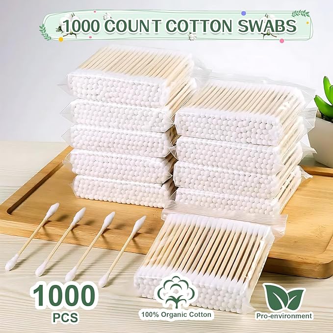 Bamboo Cotton Swabs 1000 Count, Organic Cotton Swabs - Image 3