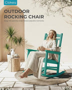 Ciokea Oversized Outdoor Rocking Chair, 380lbs Heavy-Duty Large Patio Rocker, Weather Resistant & Anti-Fade Porch Chair, High Back Cozy Rocking Chair for Outside, Fire Pit, Deck, Garden, Aruba Blue - Image 4