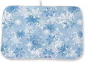 Christmas Dish Drying Mat 18x24 Inch Blue White Snowflake Winter Drying Mat by DAFENA