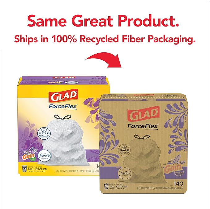 Glad ForceFlex Tall Kitchen Trash Bags, 13 Gallon, Gain Lavender - Image 2