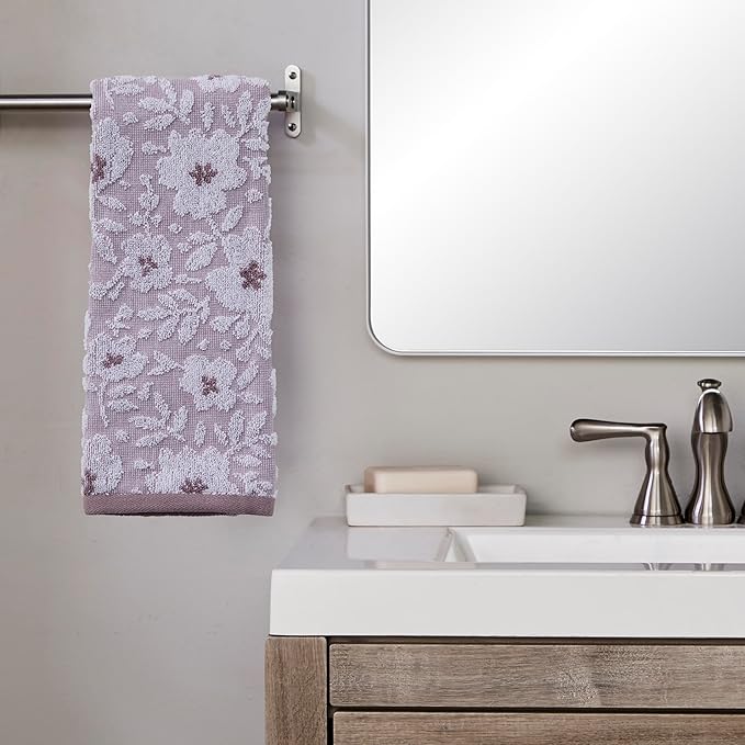 SKL Home Floral Jacquard 100% Cotton 2pc Hand Towel Set, Reversible & Decorative - Image 4