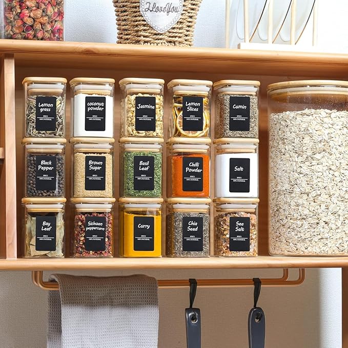 ComSaf Spice Jars with Label 4oz 16 Pack, Glass Spice Jars with Bamboo Lid - Image 7