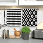White Black Kitchen Towels Decorative Set of 4, Soft Absorbent Abstract Modern - Image 5
