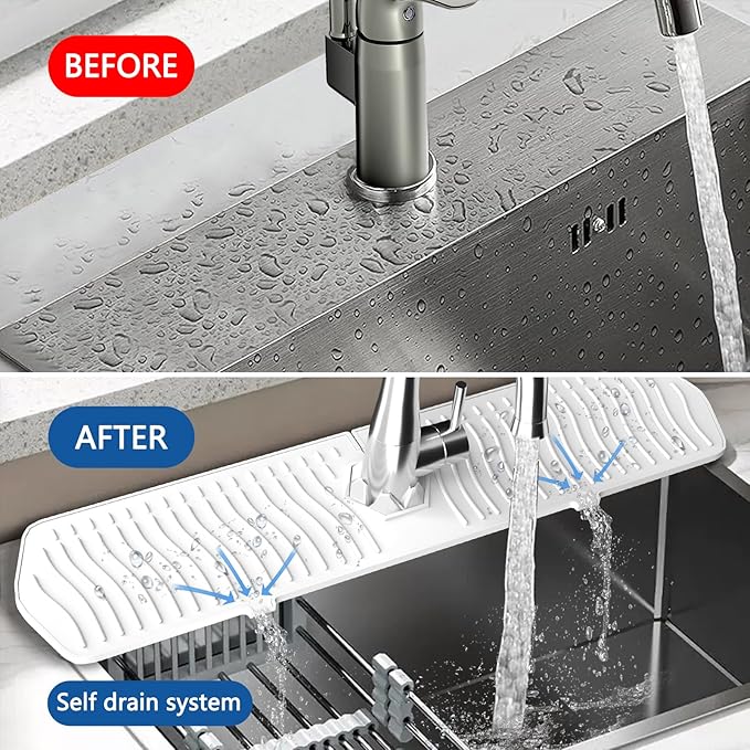 Kitchen Sink Splash Guard-24 x 5.8'' Ultrathin Silicone Sink Mat Splash Guard - Image 4