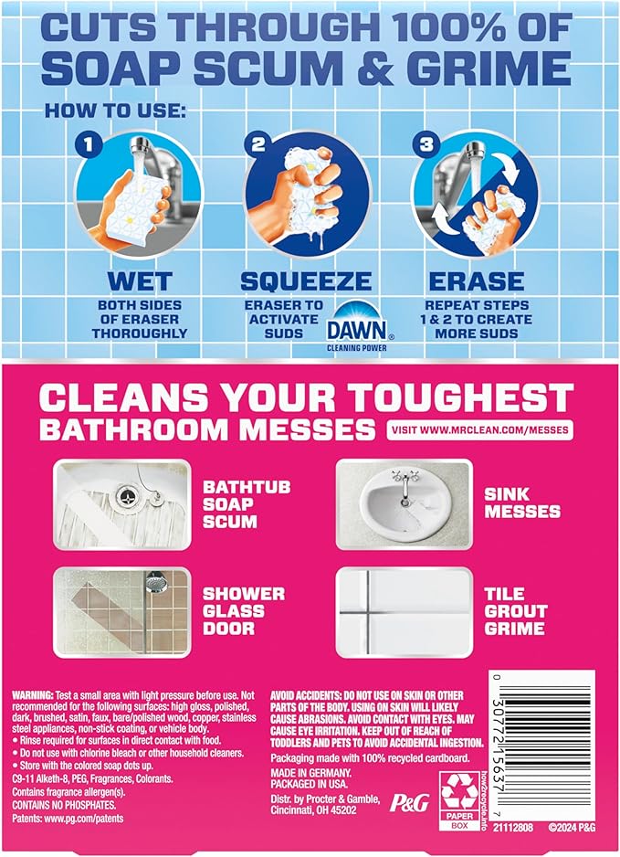 Mr. Clean Magic Eraser Sponge, Bathroom Cleaner, Shower Cleaner, Tub Cleaner - Image 13