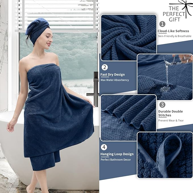Bath Towel Set 4 Piece Oversized Bath Sheet 35"x70”Extra Large Bath Towel Soft - Image 3