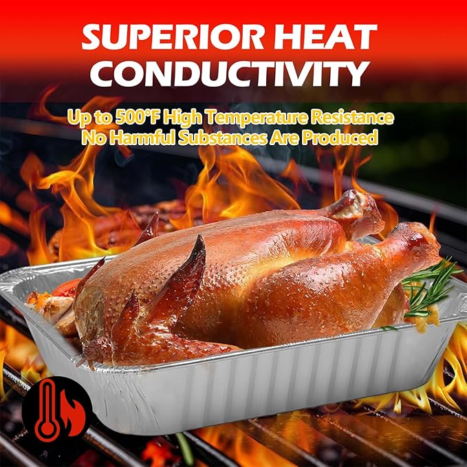 Aluminum Pans Foil Pans, 30 Pack 9x13 Disposable Aluminum Trays Half Size Heavy - Image 2