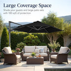 Best Choice Products 10ft Offset Cantilever Hanging Market Patio Umbrella, Smooth 360° Rotation, 8 Sturdy Ribs, Easy Adjustment - Black - Image 4