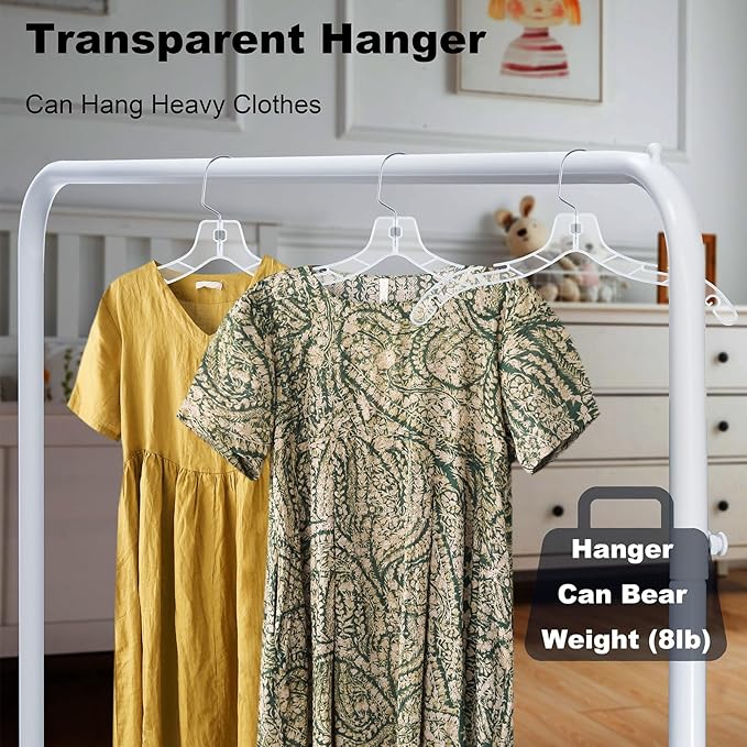 VWV 24pcs Clear Plastic Non-Slip Heavy Duty Hangers - Image 5