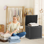 ROJIK 30Gallon Outdoor Storage Box - Waterproof Patio Furniture Deck Box, Garden Tools, Cushions, Pool Accessories Storage Bench with Lockable Lid and Side Handles (Black Rattan, 30 Gal) - Image 7
