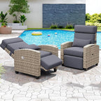 Garvee Outdoor Recliner Chair, 145° Adjustable Backrest & Footrest Lounge Chair with Removable Cushion and Flip-Up Side Table, All-Weather PE Wicker & Steel Frame for Poolside, Deck, Balcony, Khaki - Image 7