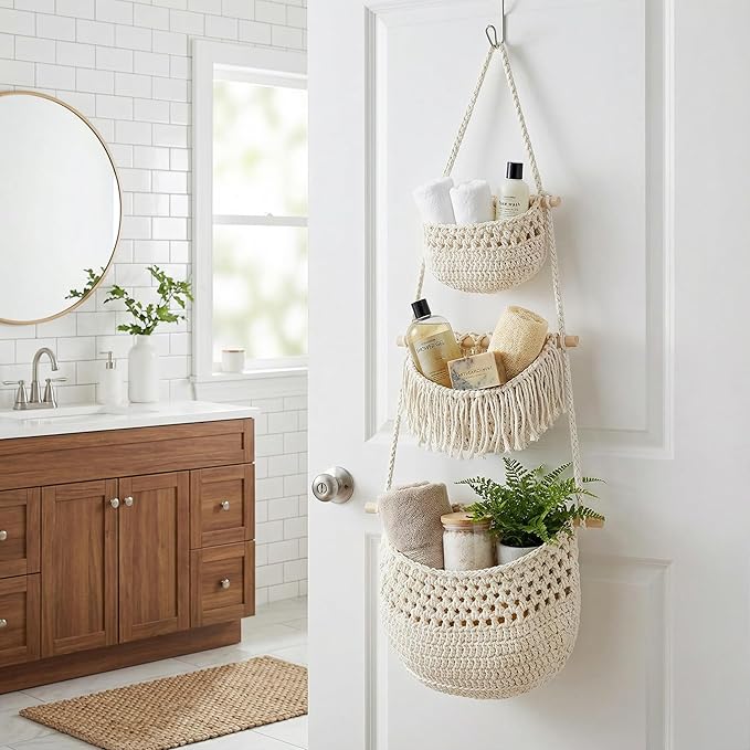 3 Tier Hanging Fruit Basket, Jute Wall Baskets, Hanging Produce Baskets - Image 6