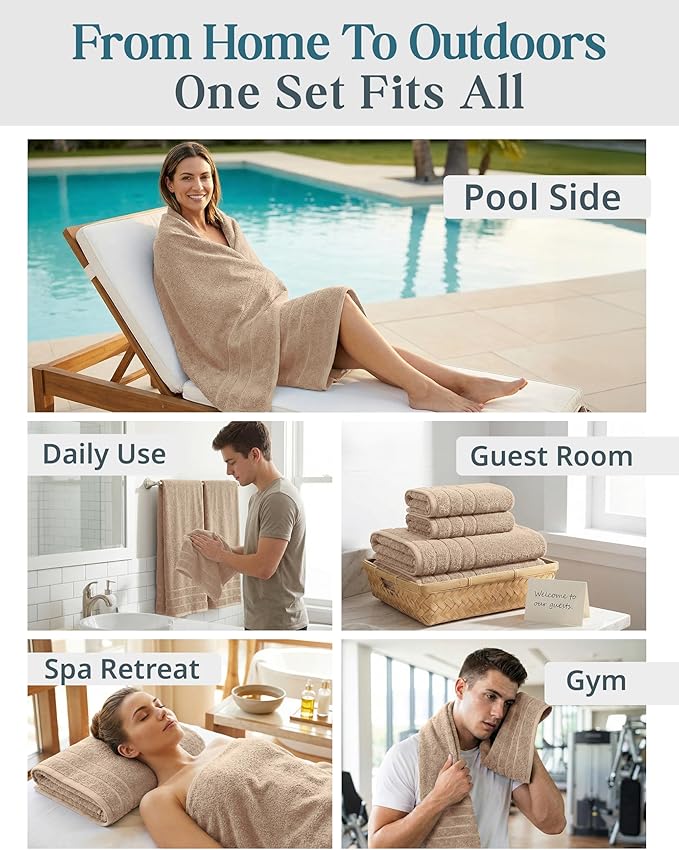 Casa Platino 100% Luxury Cotton Bathroom Towel Set 8 Pcs - Image 7