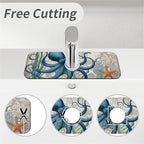 Kitchen Sink Splash Guard，Blue-octopus Faucet Mat Sink Gadgets-Super Absorbent - Image 5