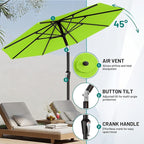 AreShark 9 FT Patio Umbrella for Outdoor, Outdoor Umbrella with Push Button Tilt and Crank, Outdoor Patio Umbrellas with 8 Sturdy Ribs for Market, Garden, Deck, Backyard, Pool (Apple Green) - Image 5