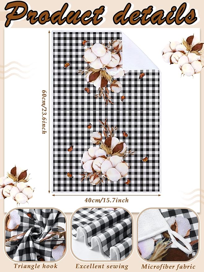 Bencailor 4 Pcs Farmhouse Rustic Kitchen Towels Farm Cotton Hand Dish Towels - Image 3