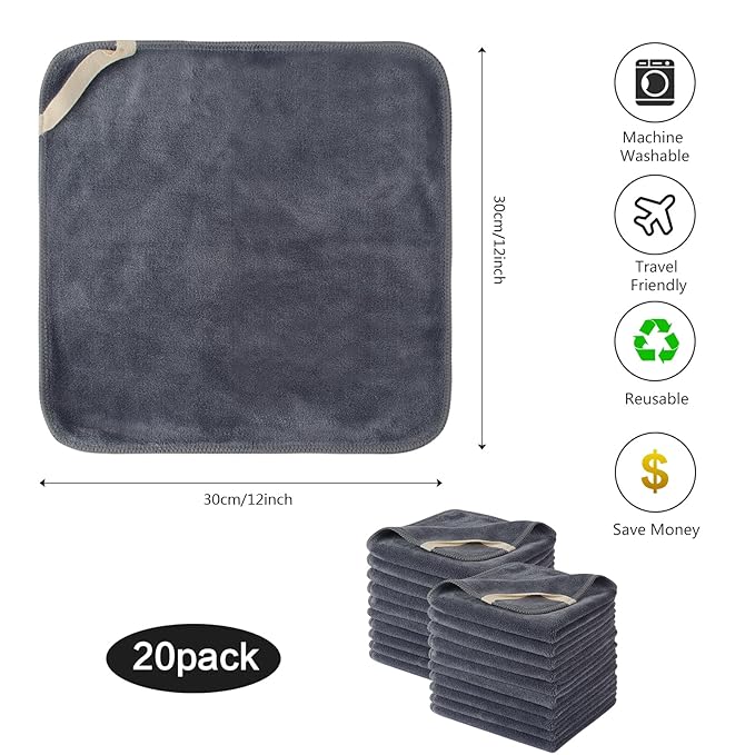 SINLAND Microfiber Facial Cloths Fast Drying Washcloth 12inch x 12inch - Image 5