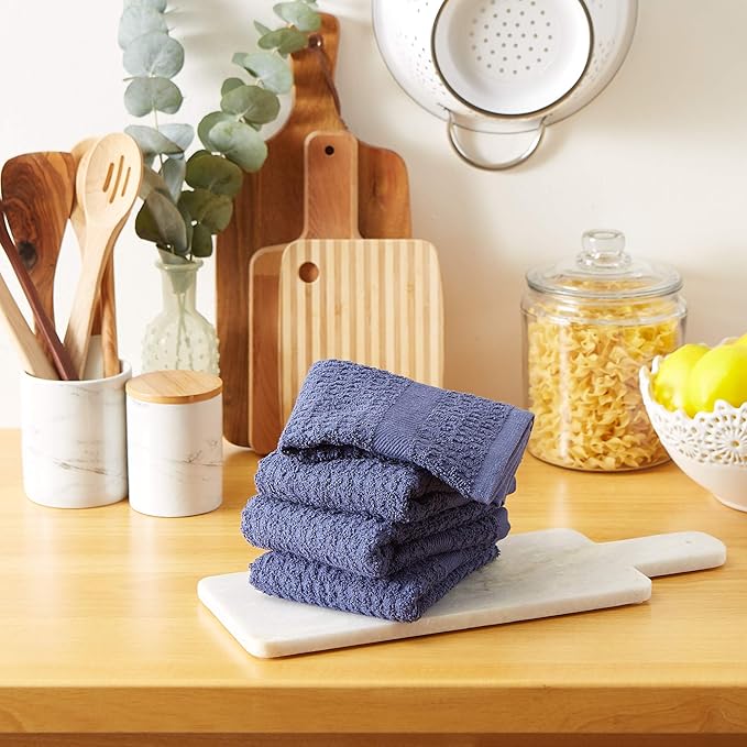 DII Basic Terry Collection Waffle Dishtowel Set, Solid French Blue, 4 Piece - Image 5