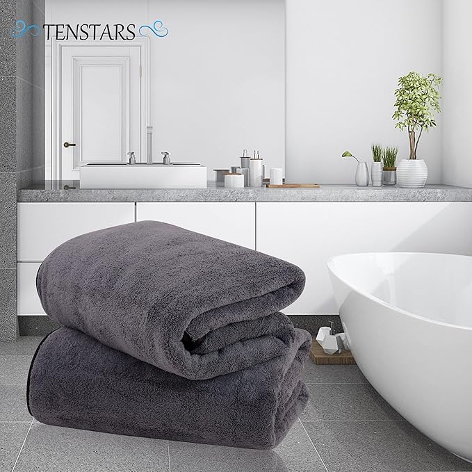 TENSTARS Silk Hemming Bath Towels - Image 3