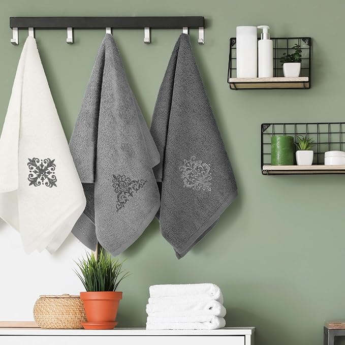 3 Pcs Decorative Gray Hand Towels - Image 4