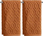 Artoid Mode 2 Pcs Caramel 3D Diamond Grid Jacquard Hand Towels by ArtoidMode