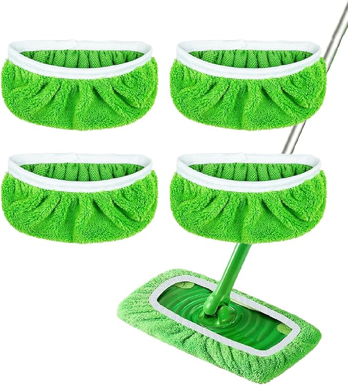 4 Pack Reusable Microfiber Mop Pads by Cleanwithoutthehassle