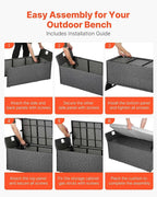 VEVOR Outdoor Storage Bench, 2-Person PE Rattan Storage Bench, 40 Gal Deck Box with Cushion & Side Handle, Supports up to 400 lbs, Weatherproof Outdoor Seating & Porch Decor for Patio Garden Balcony - Image 7